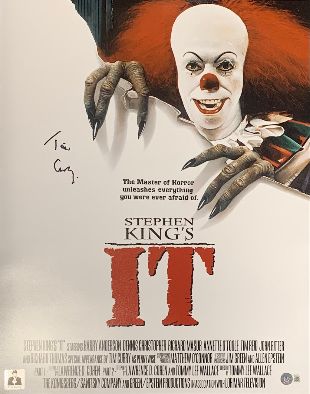 Tim Curry autographed signed 16x20 photo IT The Movie Beckett COA Pennywise - JAG Sports Marketing