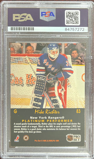Mike Richter auto card 1991 Pro Set Platinum #83 PSA Encapsulated NY Rangers