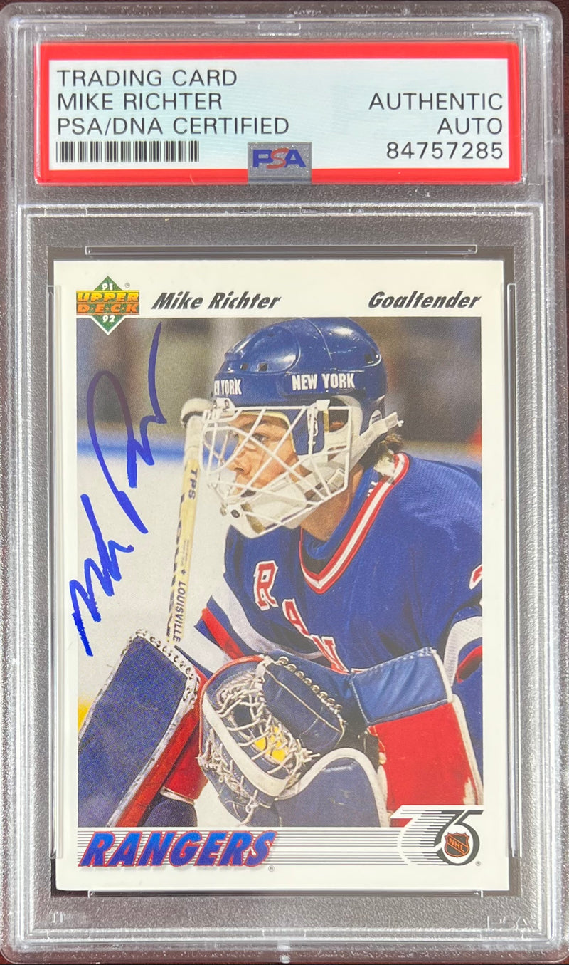 Mike Richter auto card 1991 Upper Deck #175 PSA Encapsulated NY Rangers