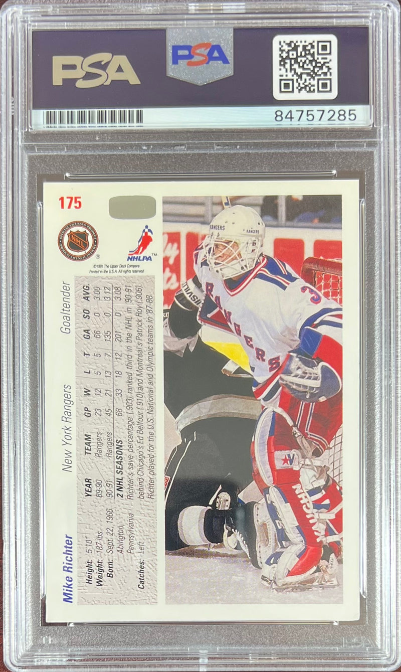 Mike Richter auto card 1991 Upper Deck #175 PSA Encapsulated NY Rangers