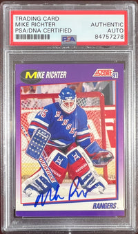 Mike Richter auto card 1991 Score #120 PSA Encapsulated New York Rangers