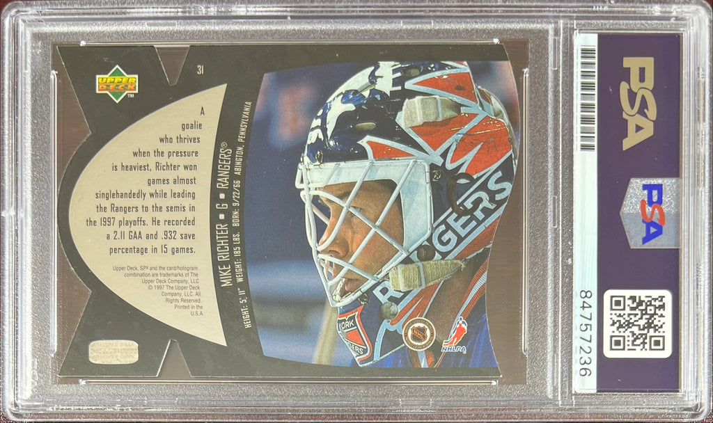 Mike Richter auto card 1997 Upper Deck SPX #31 PSA Encapsulated NY Rangers