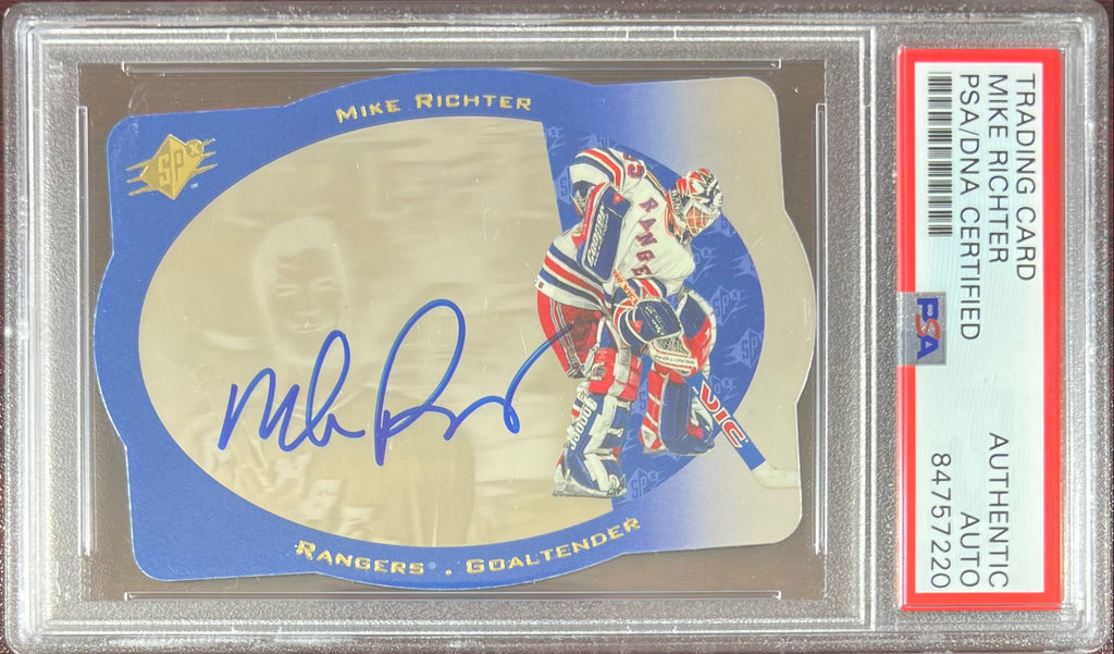 Mike Richter auto card 1996 Upper Deck SPX #28 PSA Encapsulated NY Rangers