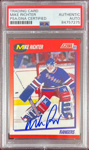 Mike Richter auto card 1991 Score #120 PSA Encapsulated New York Rangers