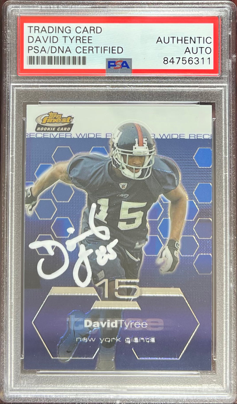 David Tyree auto Topps Finest rookie card #95 New York Giants PSA Encapsulated