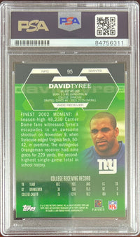 David Tyree auto Topps Finest rookie card #95 New York Giants PSA Encapsulated