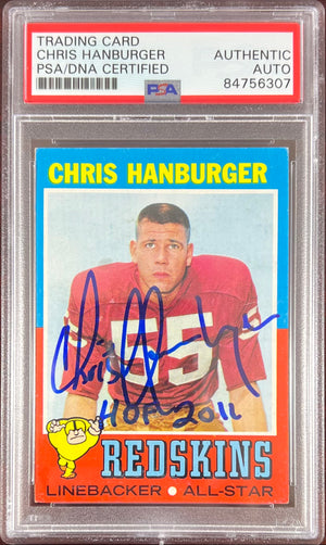 Chris Hanburger auto inscribed 1971 Topps #97 card PSA Encapsulated Washington