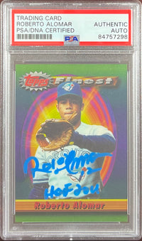 Roberto Alomar auto inscribed 1994 Topps Finest #205 PSA Encapsulated Blue Jays