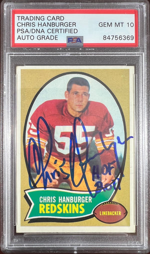 Chris Hanburger auto inscribed 1970 Topps #93 Gem Mint 10 card PSA Encapsulated