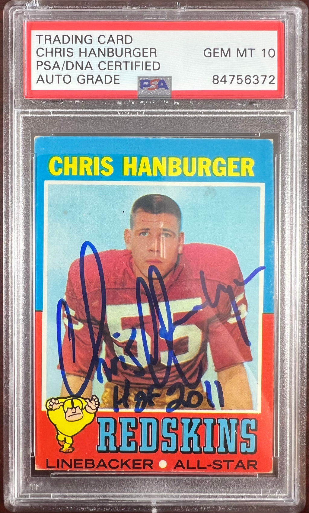 Chris Hanburger auto inscribed 1971 Topps #97 card Gem Mint 10 PSA Encapsulated