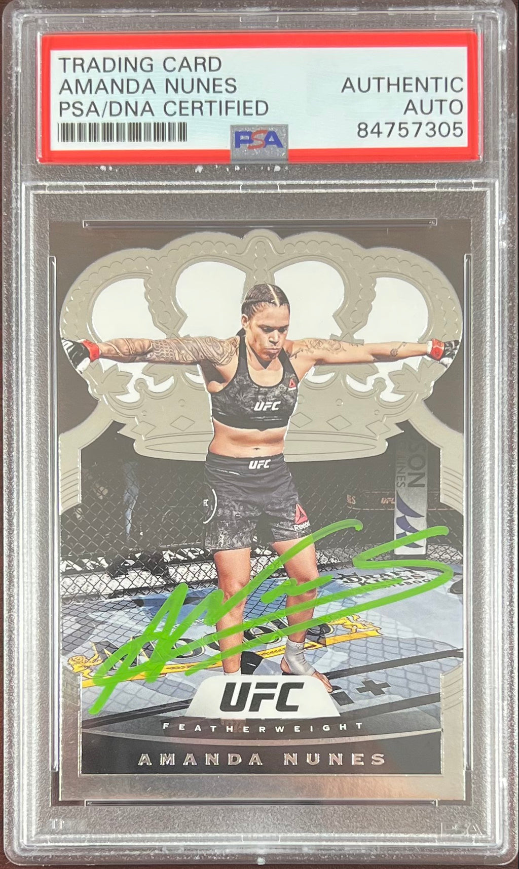 Amanda Nunes auto 2021 Panini Chronicles card #15 UFC PSA Encapsulated