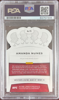 Amanda Nunes auto 2021 Panini Chronicles card #15 UFC PSA Encapsulated