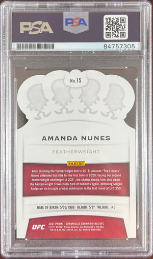 Amanda Nunes auto 2021 Panini Chronicles card #15 UFC PSA Encapsulated