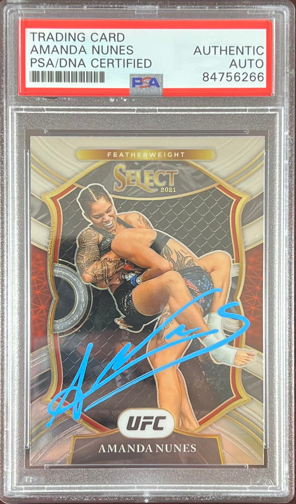 Amanda Nunes autographed 2021 Panini Select card #56 UFC PSA Encapsulated