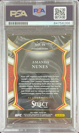 Amanda Nunes autographed 2021 Panini Select card #56 UFC PSA Encapsulated