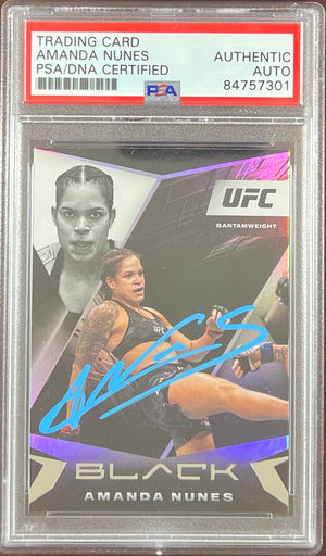 Amanda Nunes auto 2021 Panini Chronicles Black card #105 UFC PSA Encapsulated