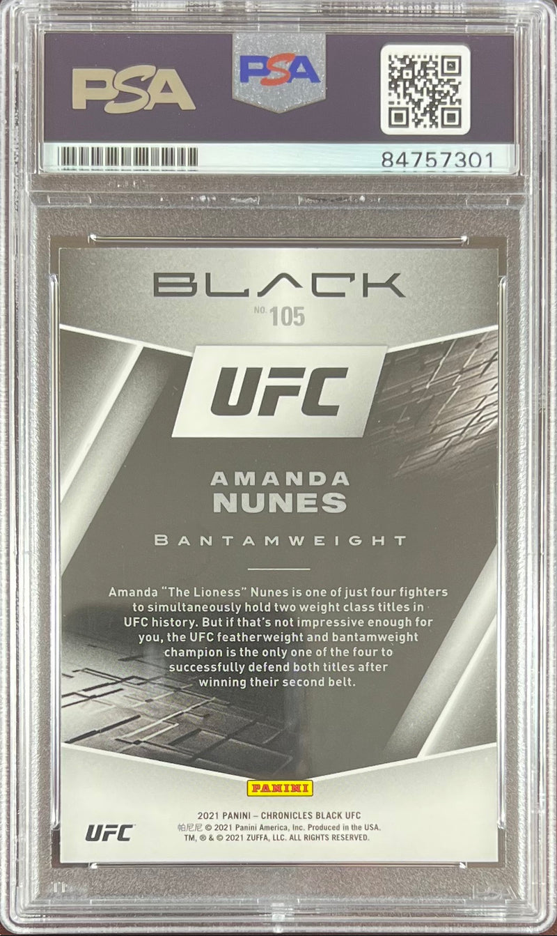 Amanda Nunes auto 2021 Panini Chronicles Black card #105 UFC PSA Encapsulated