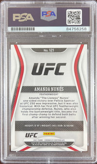 Amanda Nunes auto 2021 Panini Chronicles Certified card 121 UFC PSA Encapsulated