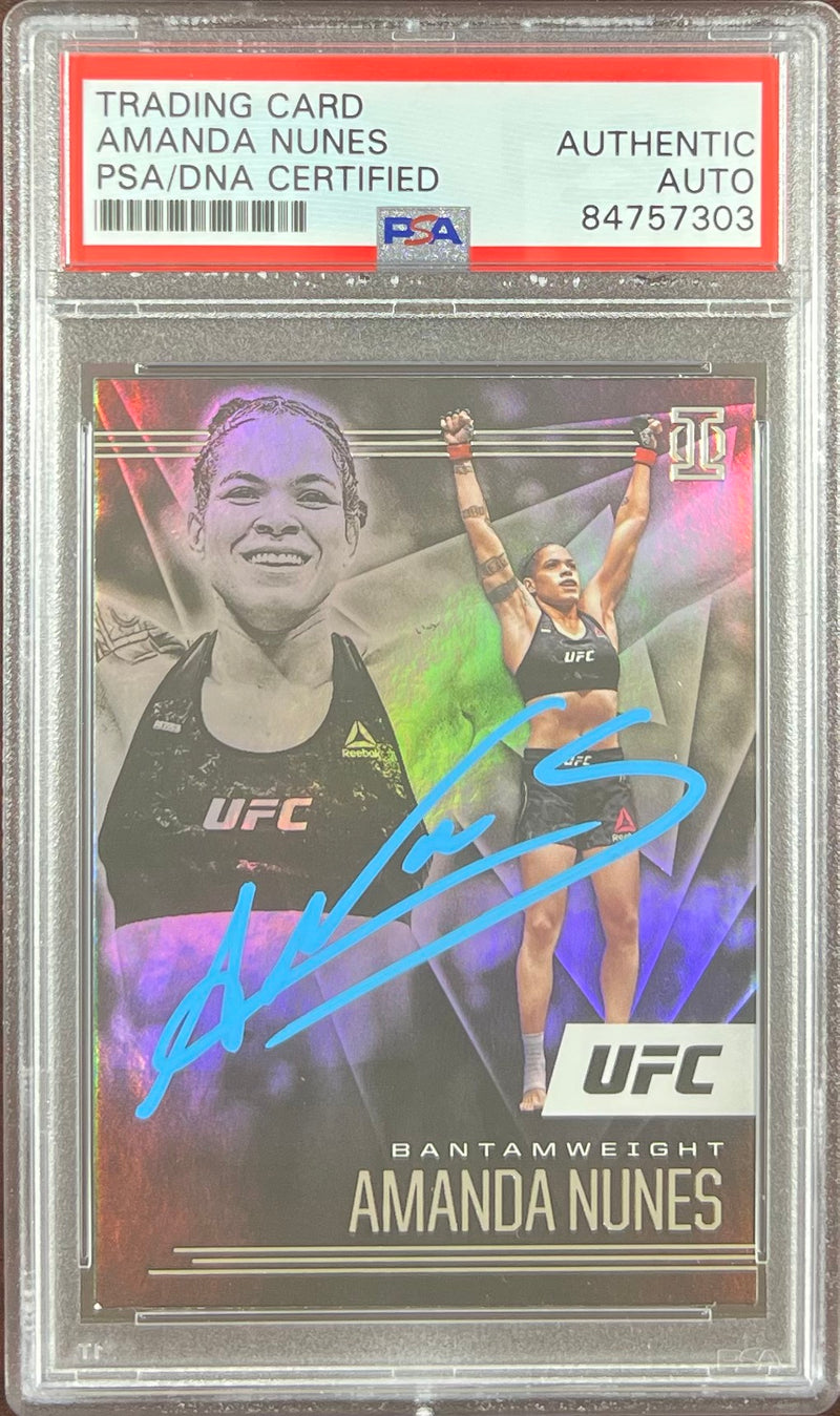 Amanda Nunes auto 2021 Panini Illusions card #163 UFC PSA Encapsulated