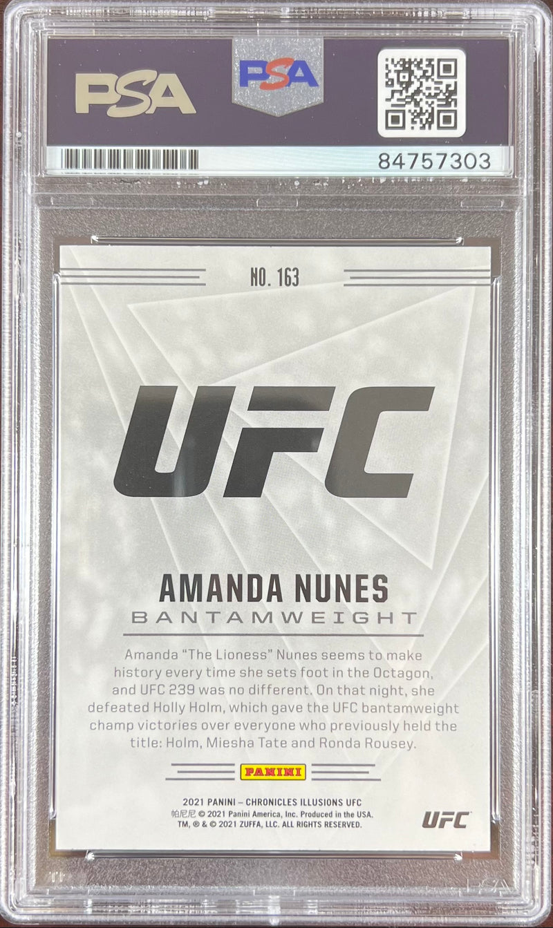 Amanda Nunes auto 2021 Panini Illusions card #163 UFC PSA Encapsulated