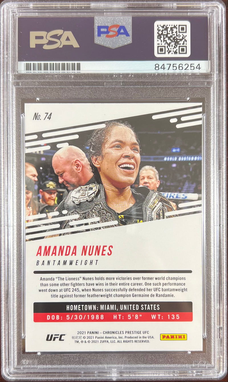 Amanda Nunes autographed 2021 Panini Prestige card #74 UFC PSA Encapsulated