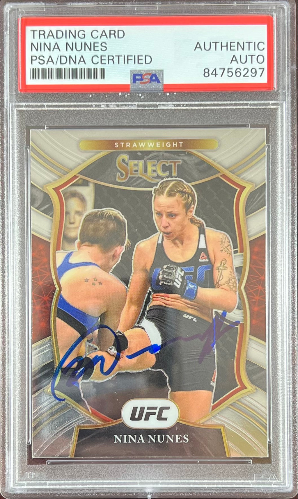 Nina Nunes autographed 2021 Panini Select card #49 UFC PSA Encapsulated