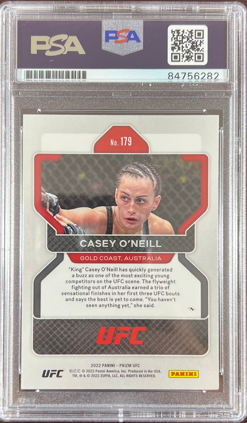 Casey O'Neill auto inscribed 2022 Panini Prizm UFC card #179 PSA Encapsulated RC
