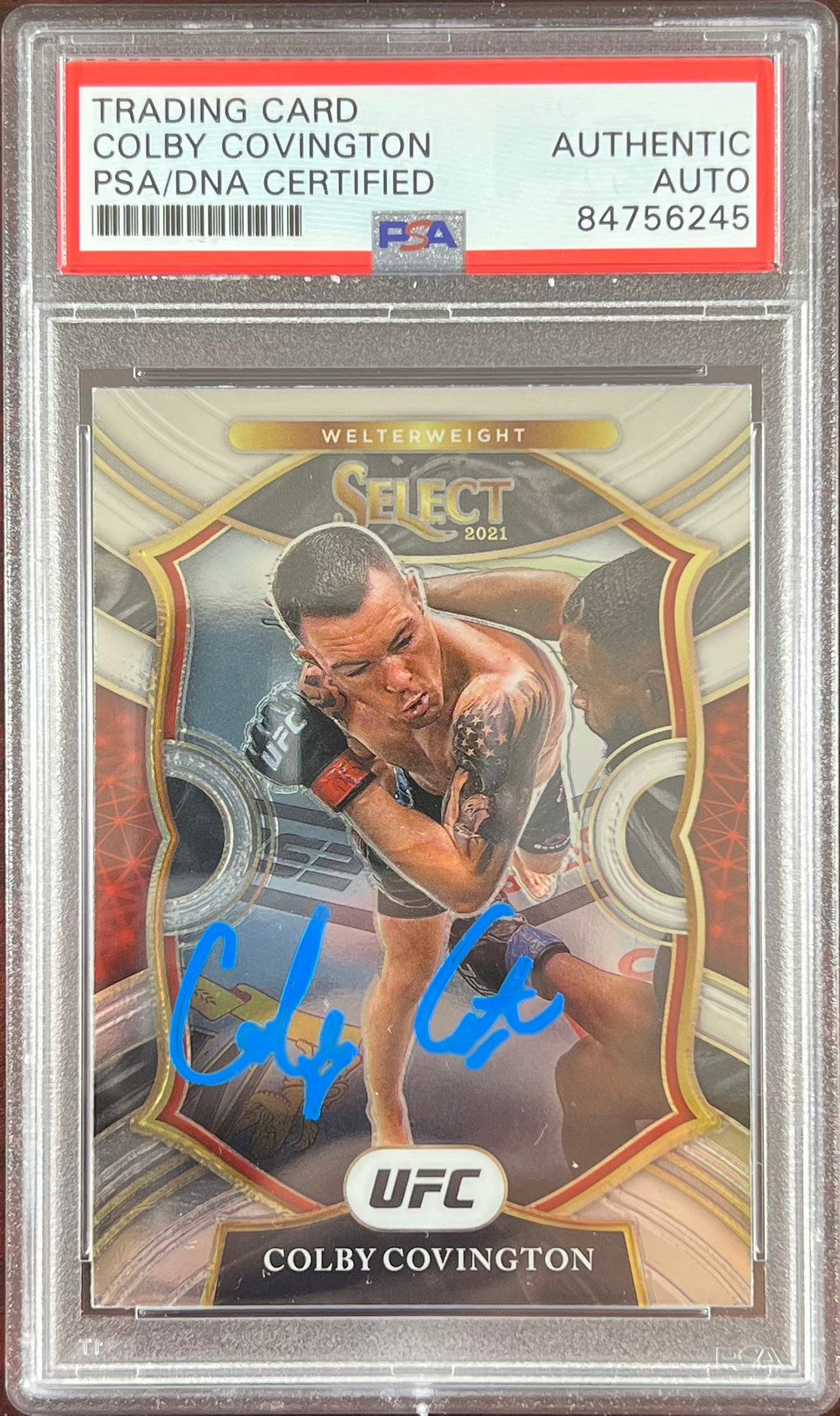 Colby Covington autographed 2021 Panini Select card #30 UFC PSA Encapsulated