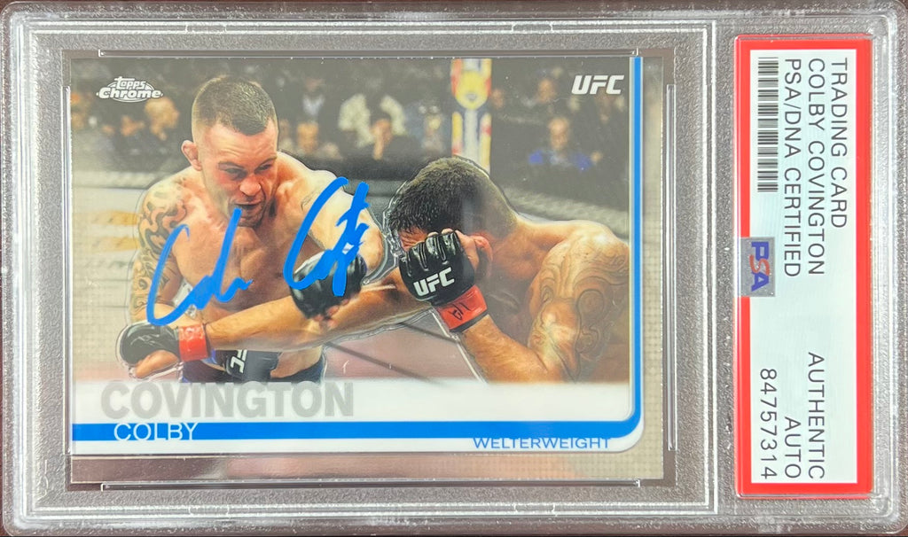 Colby Covington autographed 2019 Topps Chrome card #24 UFC PSA Encapsulated