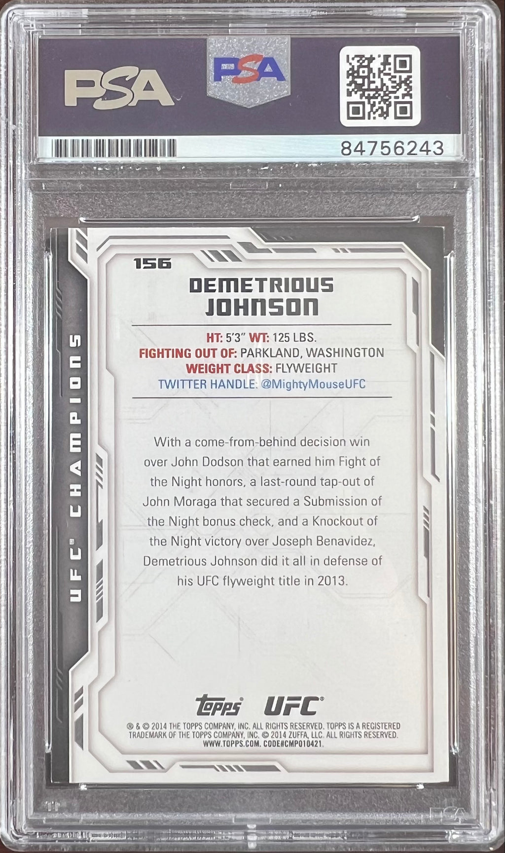 Demetrious Johnson autographed 2014 Topps card #156 UFC PSA Encapsulated