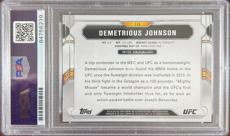 Demetrious Johnson autographed 2015 Topps card #116 UFC PSA Encapsulated