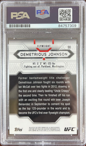 Demetrious Johnson autographed 2013 Topps card #98 UFC Finest PSA Encapsulated