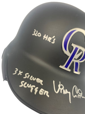 Vinny Castilla autographed signed inscribed mini helmet Colorado Rockies PSA COA