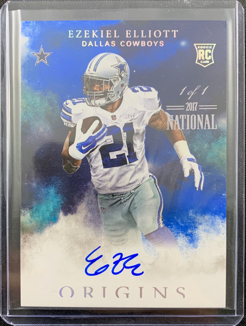 Ezekiel Elliott autographed signed Card 1/1 Dallas Cowboys Panini Origins - JAG Sports Marketing