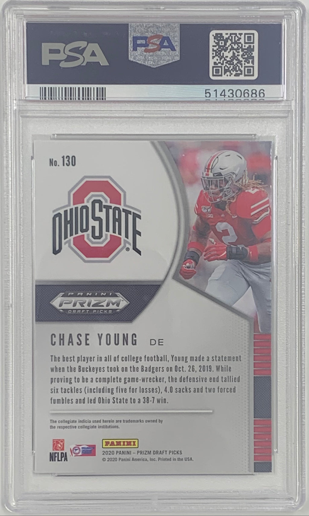 2020 Panini Prizm DP #130 CHASE YOUNG RC PSA 10 GEM MT Washington Ohio State