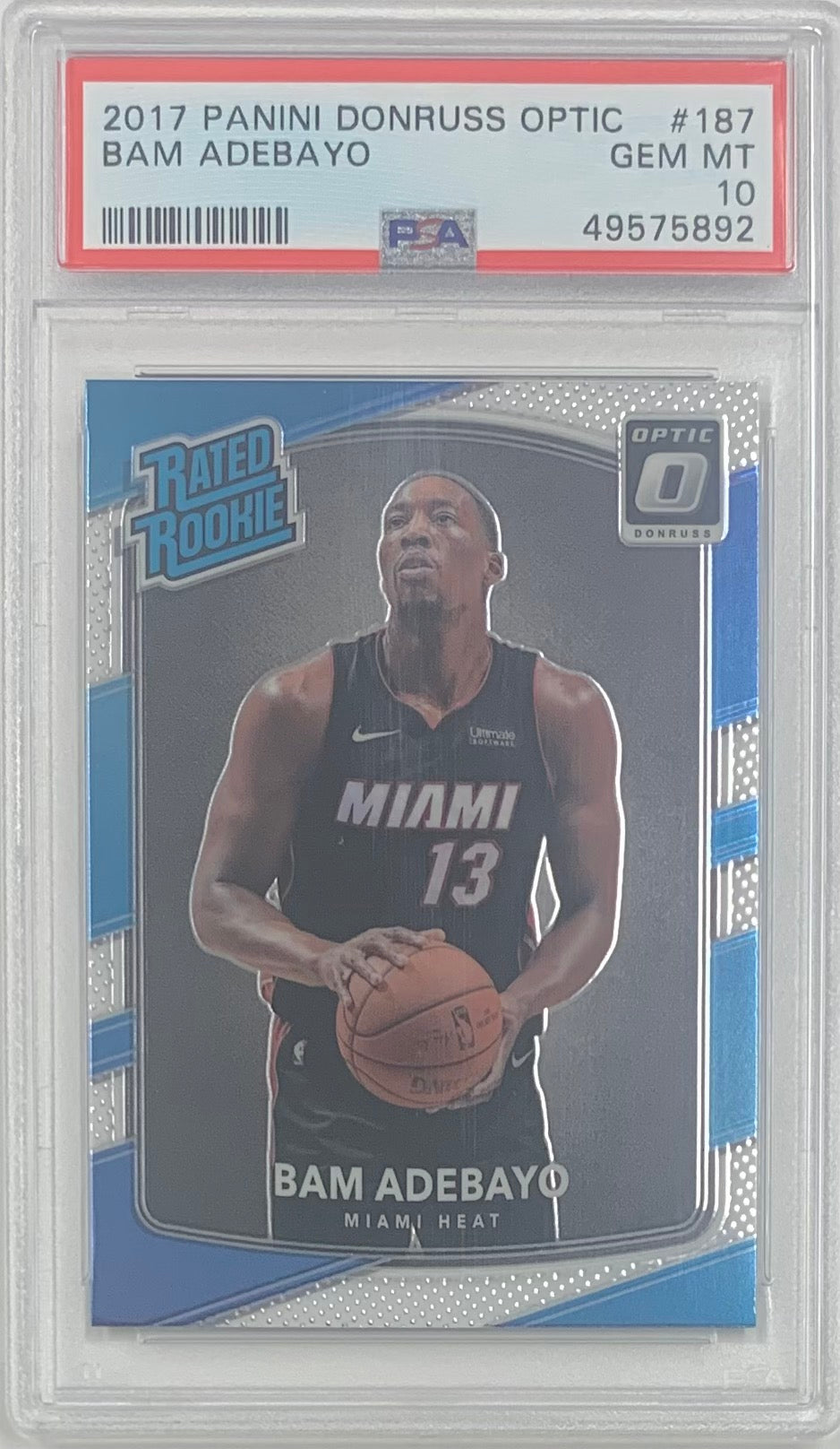 2017 Donruss Optic #187 Bam Adebayo NBA Miami Heat RC Rookie PSA 10 GEM MINT