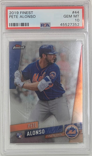 2019 Topps Finest Pete Alonso #44 PSA GEM MINT 10 RC New York Mets