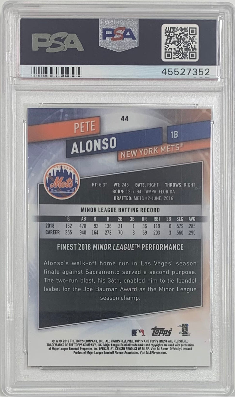 2019 Topps Finest Pete Alonso #44 PSA GEM MINT 10 RC New York Mets