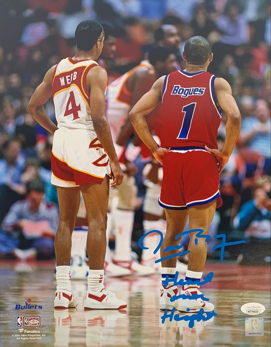 Muggsy Bogues signed inscribed 11x14 photo NBA Washington Pistons JSA Witness