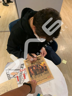 Corey Feldman Johnathan KeQuan Sean Astin signed inscribed Newsprint Goonies JSA