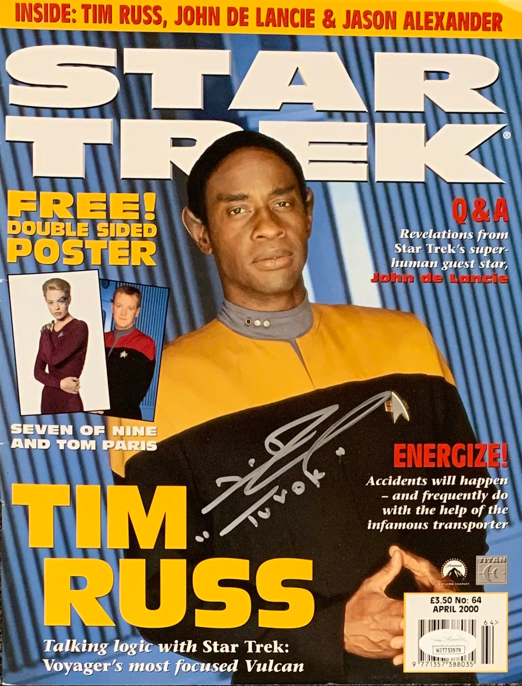 Tim Russ autographed signed inscribed Magazine JSA Star Trek Voyager Tuvok