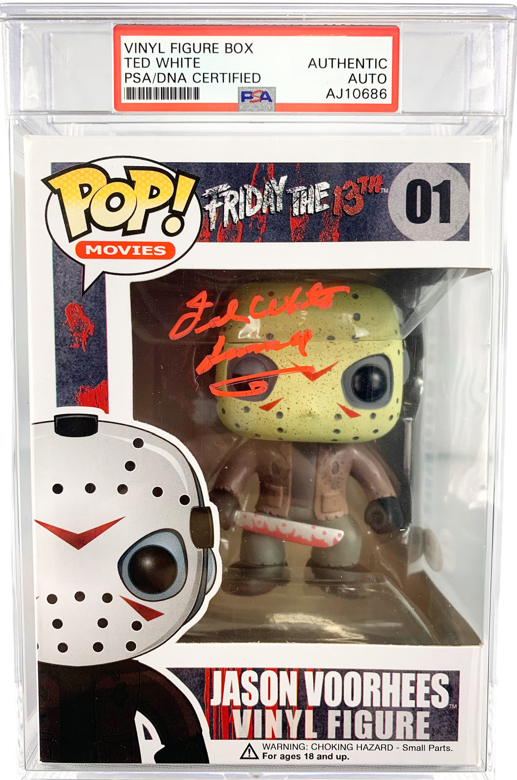 Ted White autographed inscribed Funko Pop Friday The 13th PSA Encapsulated Jason