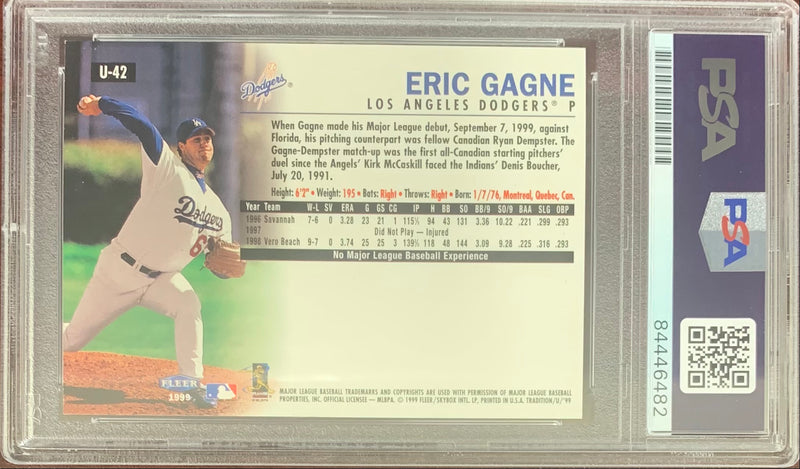 Eric Gagne Auto RC Card 1999 Fleer Tradition LA Dodgers PSA Encapsulated Rookie