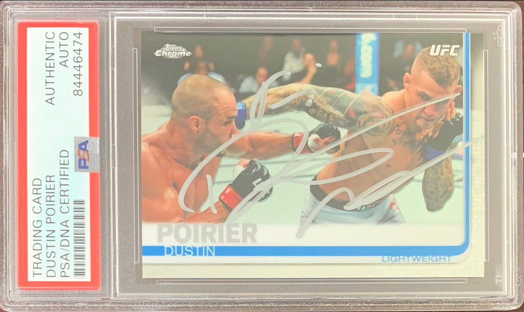 Dustin Poirier auto signed Topps Chrome card #58 2019 UFC PSA Encapsulated