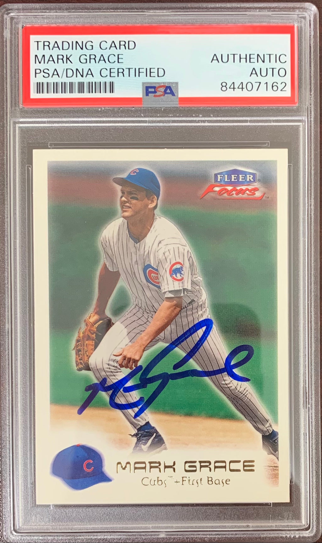 Mark Grace auto signed card 2000 Fleer #64 Chicago Cubs PSA Encapsulated