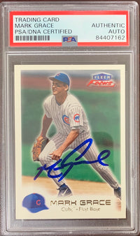 Mark Grace auto signed card 2000 Fleer #64 Chicago Cubs PSA Encapsulated