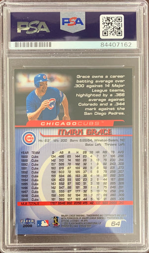 Mark Grace auto signed card 2000 Fleer #64 Chicago Cubs PSA Encapsulated