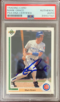 Mark Grace auto signed card 1990 Upper Deck #134 Chicago Cubs PSA Encapsulated