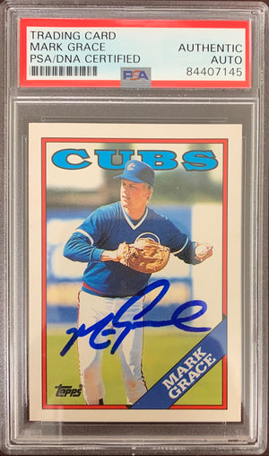 Mark Grace auto signed card 1988 Topps #42T Chicago Cubs PSA Encapsulated