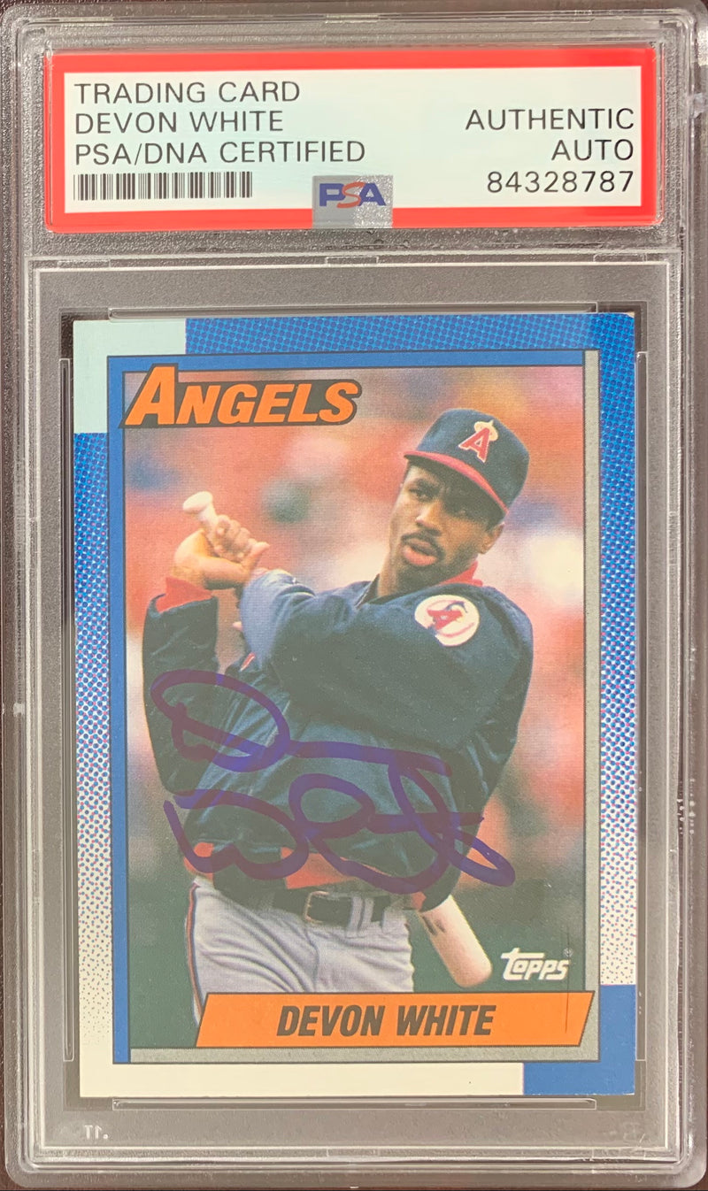 Devon White auto signed card 1990 Topps #65 Los Angeles Angles PSA Encapsulated